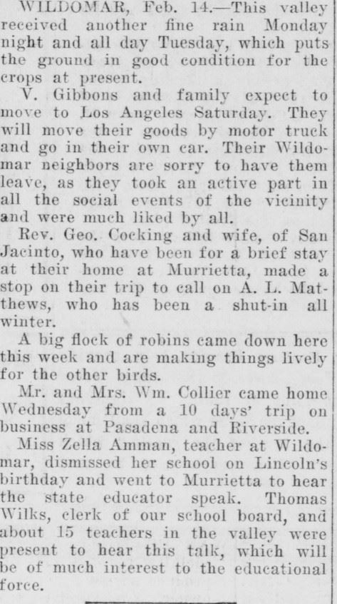 Article from February 14, 1919